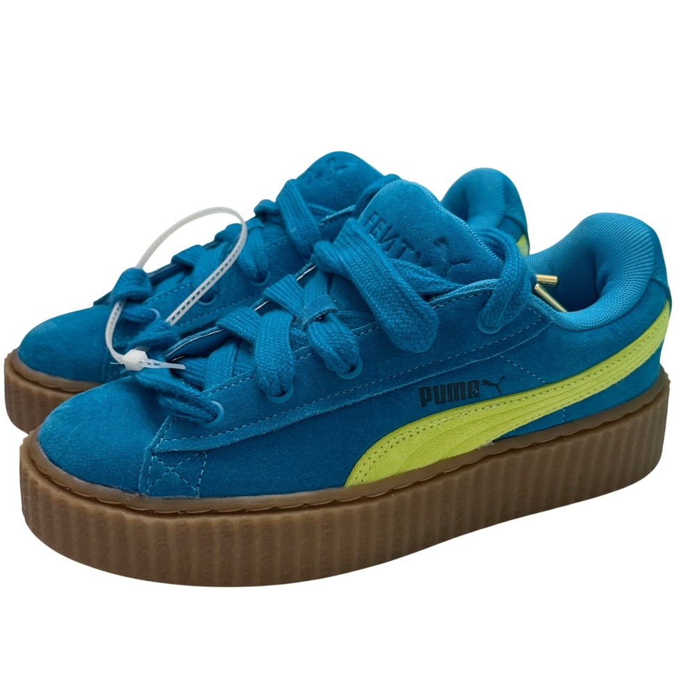 Puma Fenty Creeper‎ Platform Sneakers Women Blue Yellow Suede Size 4.5 US